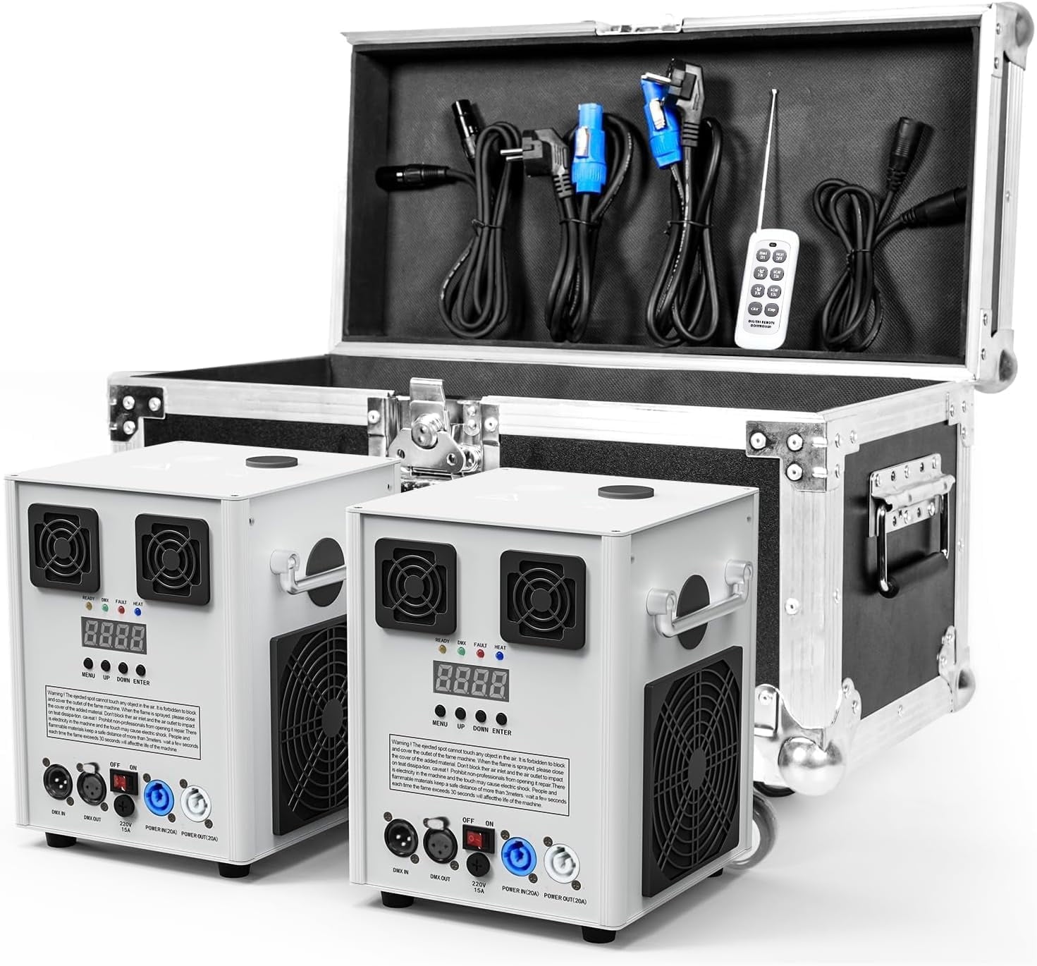2Pack 700W Cold Spark Machine with Flight Case - DMX512 Stage Effect Machine for Wedding DJ Disco (White)