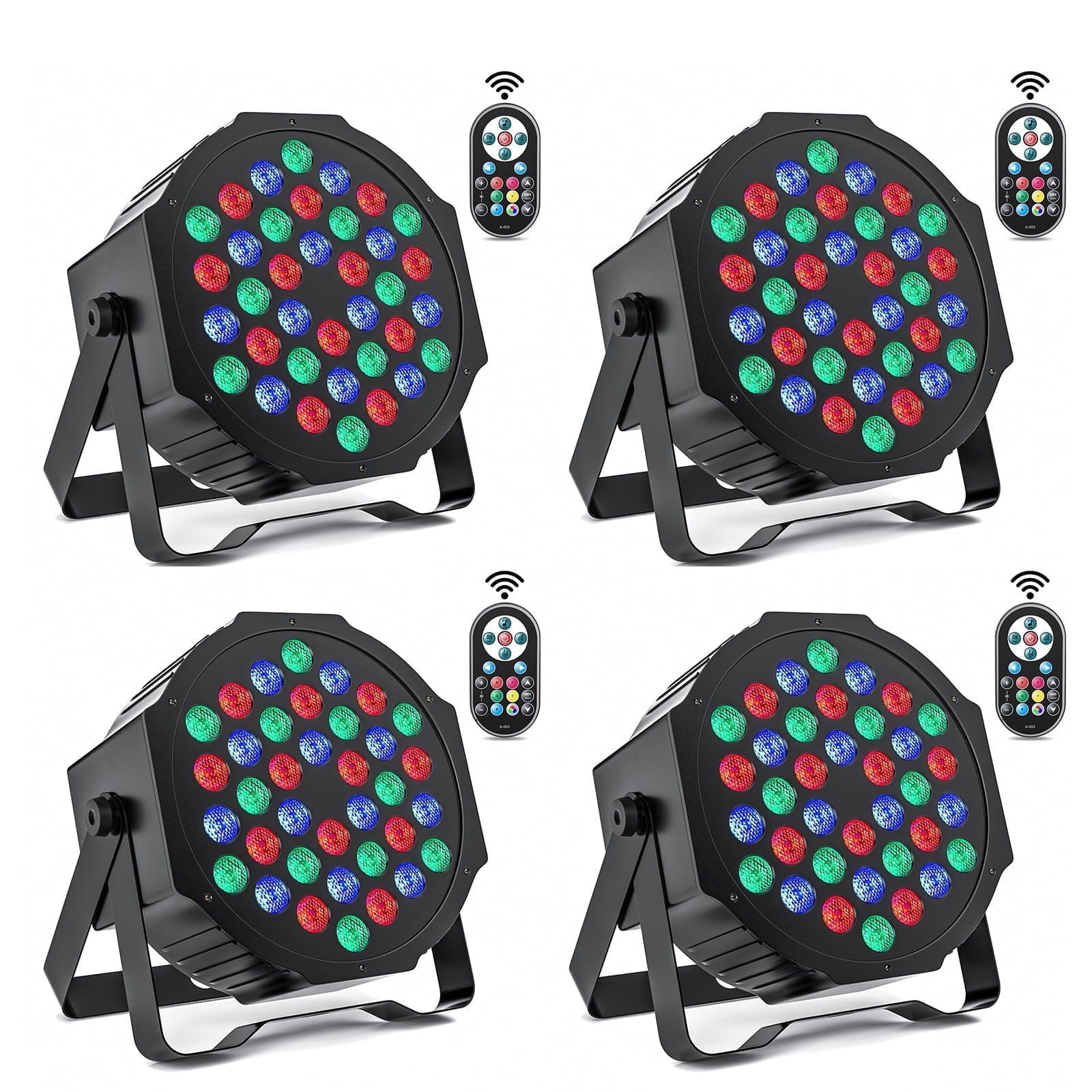 4Pack Stage Lights 36 LED Par Lights with Wireless Remote Sound Activated DMX Control for DJ Party Effect Lighting