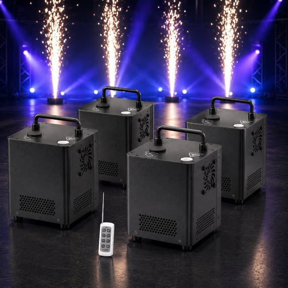JAJALUYA 4PCS 500W Cold Spark Machine Mini Sparkler Machine DMX512 Firework Machine 3-16ft Adjustable for Wedding Stage Party DJ Disco,Black