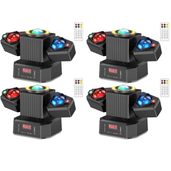 4Packs 2-Arm Moving Head Light 105W RGBW LED Disco Stage Lighting Beam DMX for Party DJ