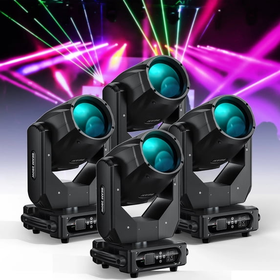 JAJALUYA 4Pcs Moving Head Light 280W 10R Beam Stage Lights DJ Lights 15 Colors Spotlights DMX512 Prism for Disco Bar Party Wedding