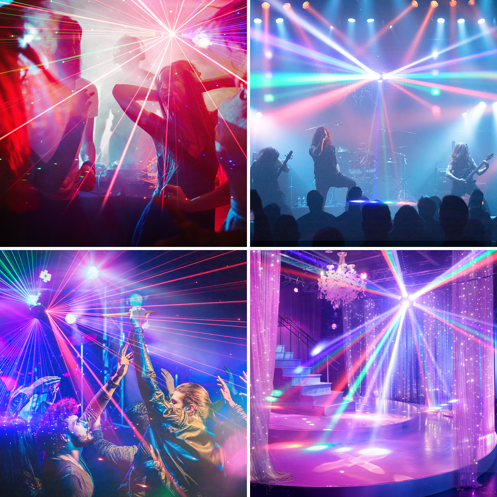 2Pack 160W RGBW LED Moving Head Beam Light w/ DMX512 & Sound Control, 540° Rotation for Stage/Club