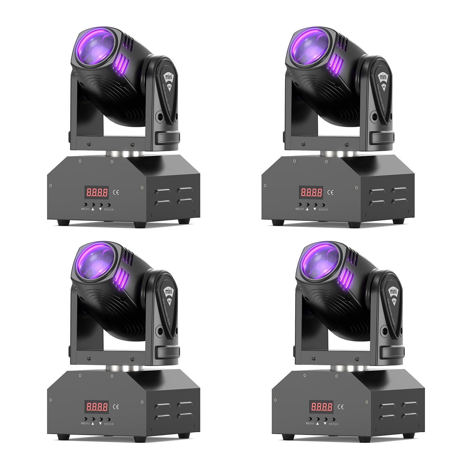 4-Pack 100W Mini LED Moving Head Spotlight - RGBW Stage Light w/ DMX & Sound Control, 11/13 Channels for DJ, Disco, Club, Party, Wedding, Bar Events