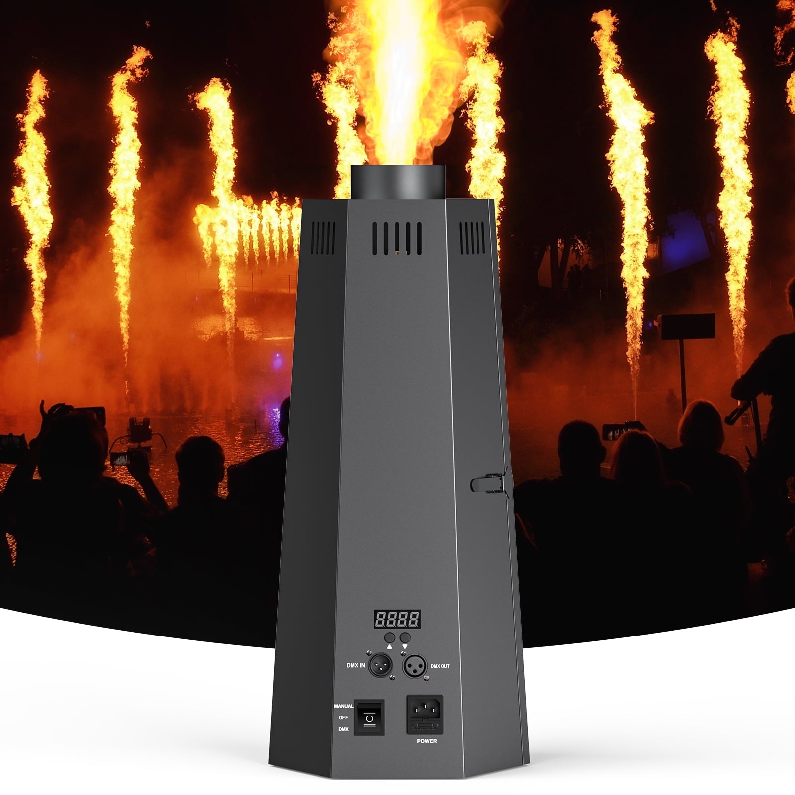 JAJALUYA 150W Fire Machine, Hexagonal Flame Thrower Stage Effect DMX512 Fire Machine for Outdoor Performance