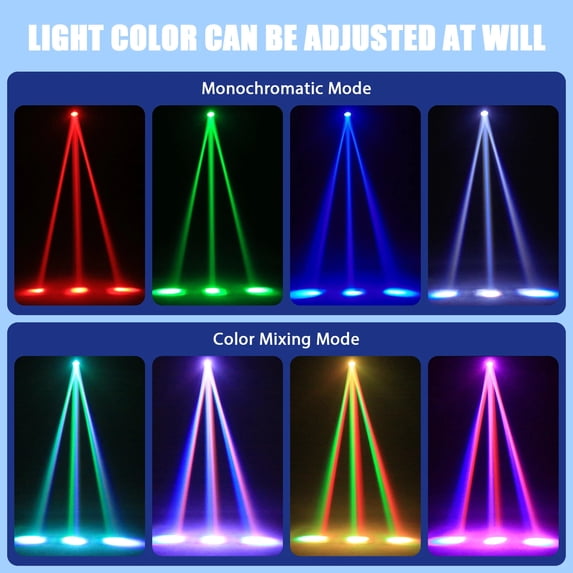 Wondnuga 2Pack Mini Moving Head Stage Lighting with RGBW LED String DMX 512 Beam DJ Light for Disco Club Party