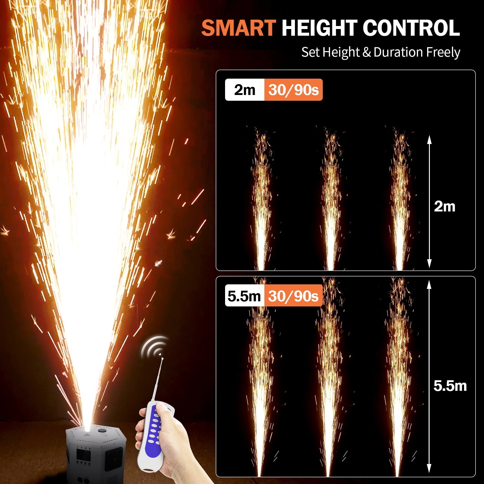 4Pack 1200W RGB LED Cold Spark Machine Firework Machine Stage Effect DMX for Wedding Party (White)