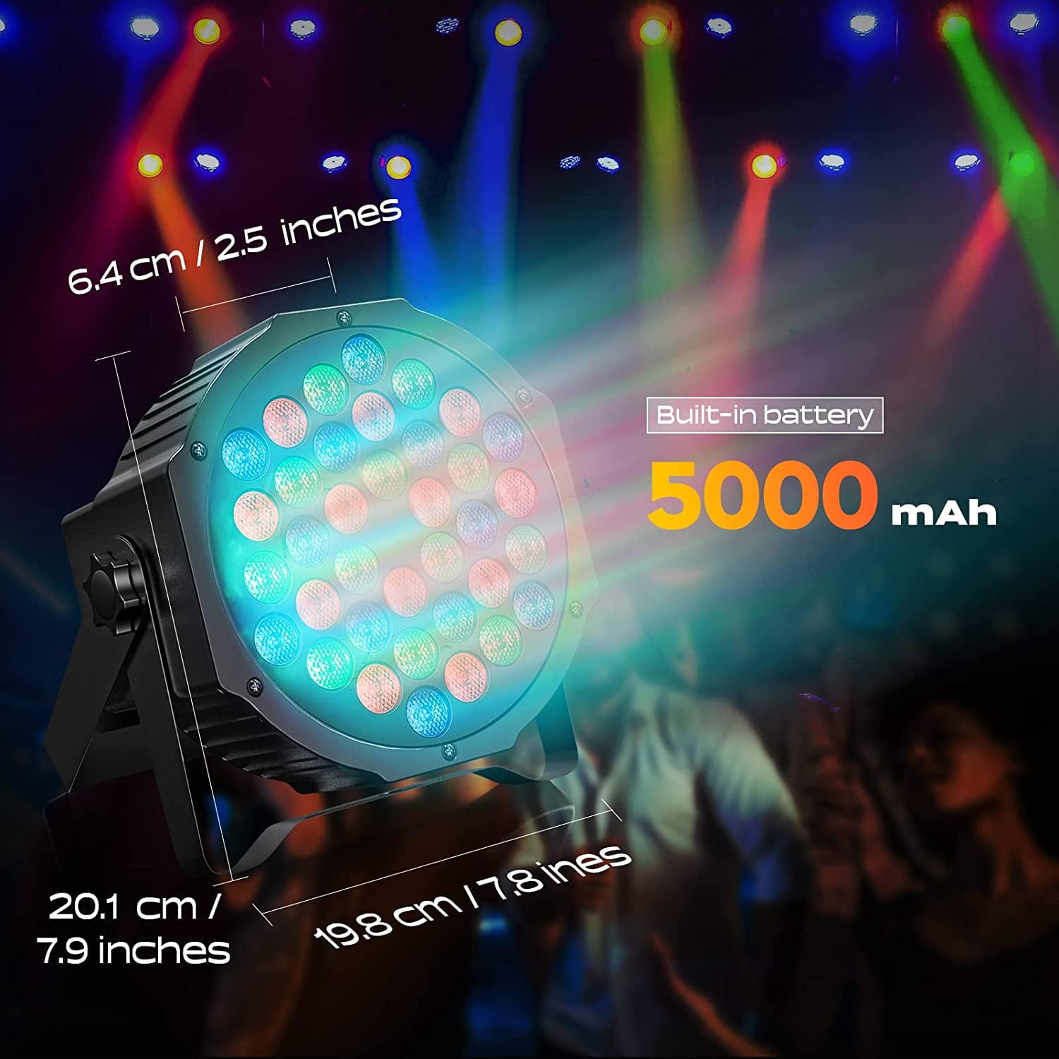 8PCS Rechargeable Par Lights 36W RGB Battery Powered, Wireless LED Par Lights DJ Uplights Sound Activated Remote Control for Wedding Events Club Party Church Stage Lighting