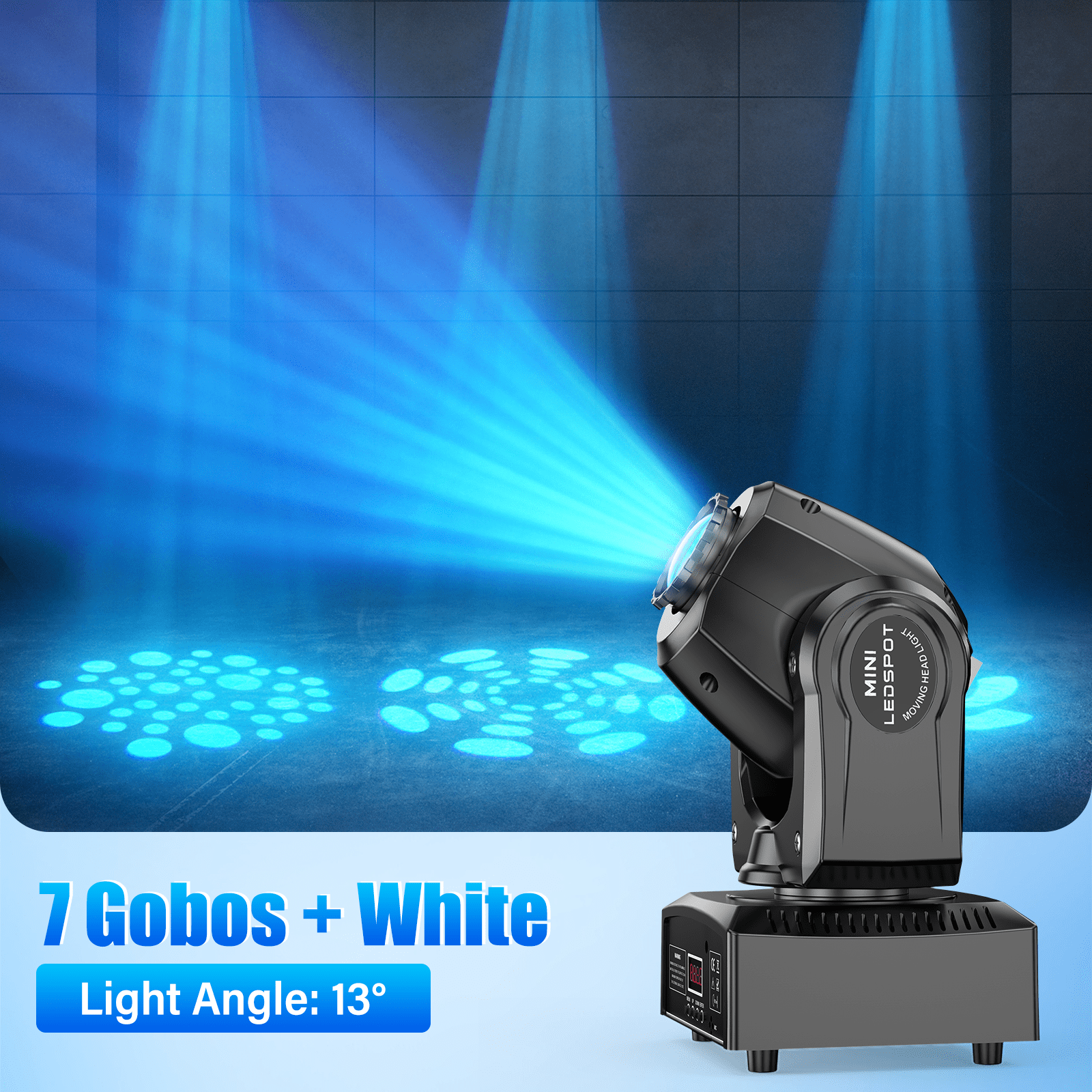 120W Moving Head Spotlights – 8 Gobos, 8 Colors, 11CH DMX512 & Sound Control for Wedding, DJ, Stage Lighting