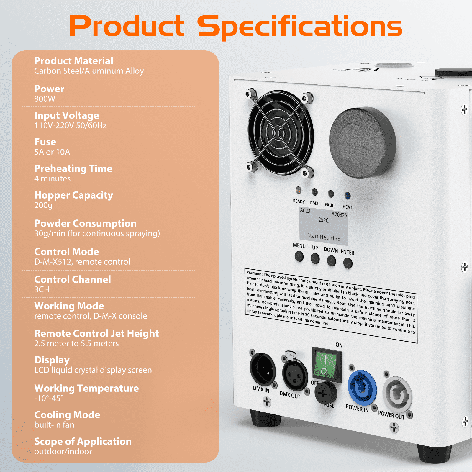 2Pack 800W Cold Spark Machine Spraying Electronic Flower Effect Machine w/ Remote Control DMX512 for Wedding Musical (White)