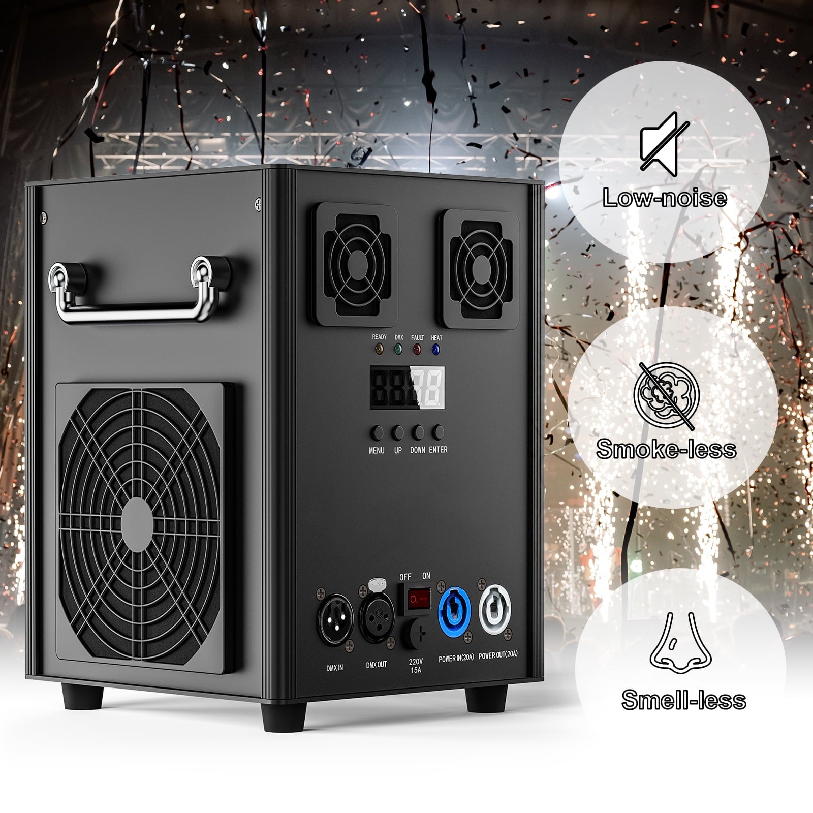 4Pack Cold Spark Machine DMX Firework Machine 3-16ft Adjustable Stage Special Effect Machine for Wedding Party DJ Disco,Black