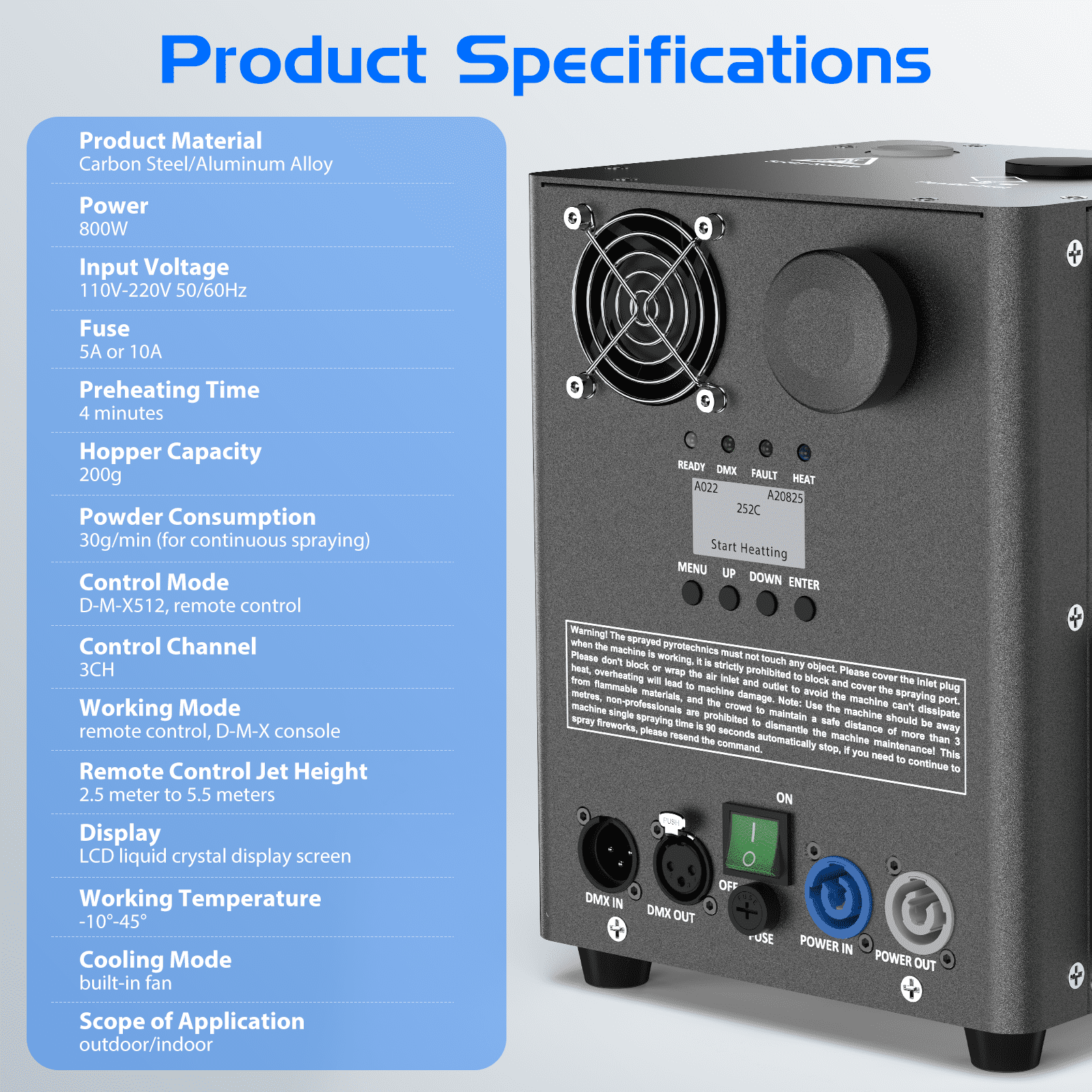 2Pack 800W Cold Spark Machine Spraying Electronic Flower Effect Machine w/ Remote Control DMX512 for Wedding Musical (Black)