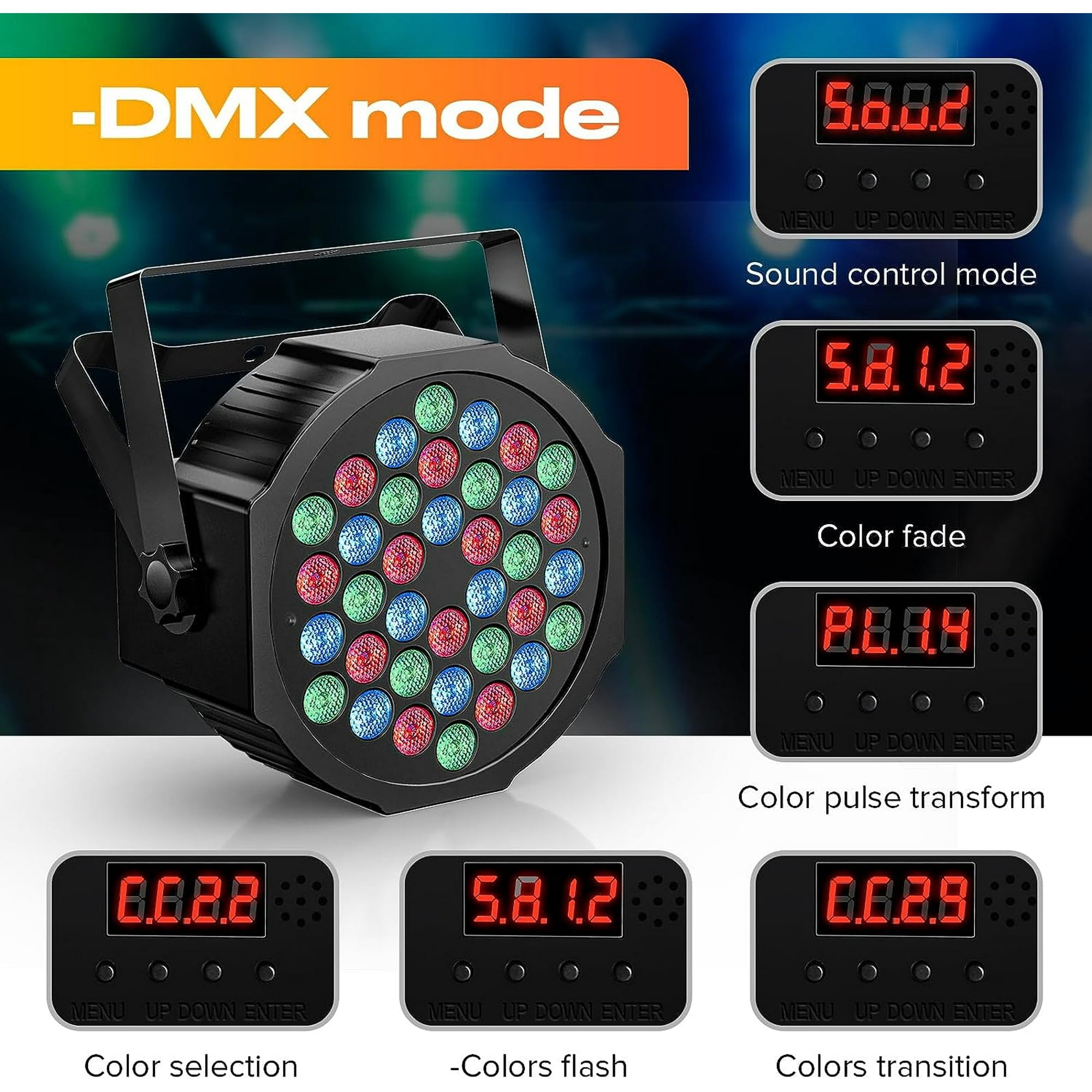 4Pack 36W RGB Battery LED Par Lights, Wireless Rechargeable, Sound Active with Remote - for DJ, Wedding, Stage, Party, Club, Church