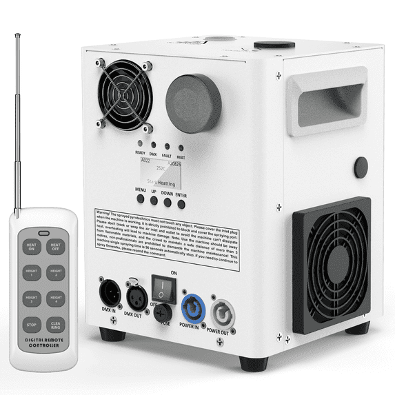 800W Cold Spark Machine Spray Electronic Flower Effect w/ Remote DMX512 for Wedding Musical (White)