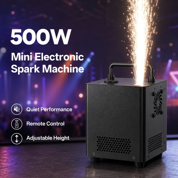 Wondnuga 500W Mini Cold Spark Machine Sparkler Machine DMX512 Firework Machine 3-16ft Adjustable for Wedding Stage Party DJ Disco,Black
