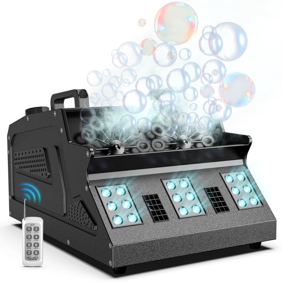 2000W Fog Bubble Machine with 18 RGB LED Lights, 3-in-1 Smoke & Bubble Maker for Party, Halloween, Wedding