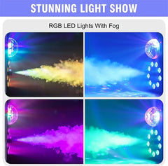 Fog Machine 700W with 9 LED Lights Disco Ball Lights,3500 CFM Huge Fog