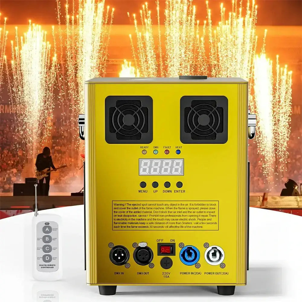 (Gold)Cold Spark Machine Stage Equipment Special Effect Machine with Wireless Remote Control Smart DMX Control