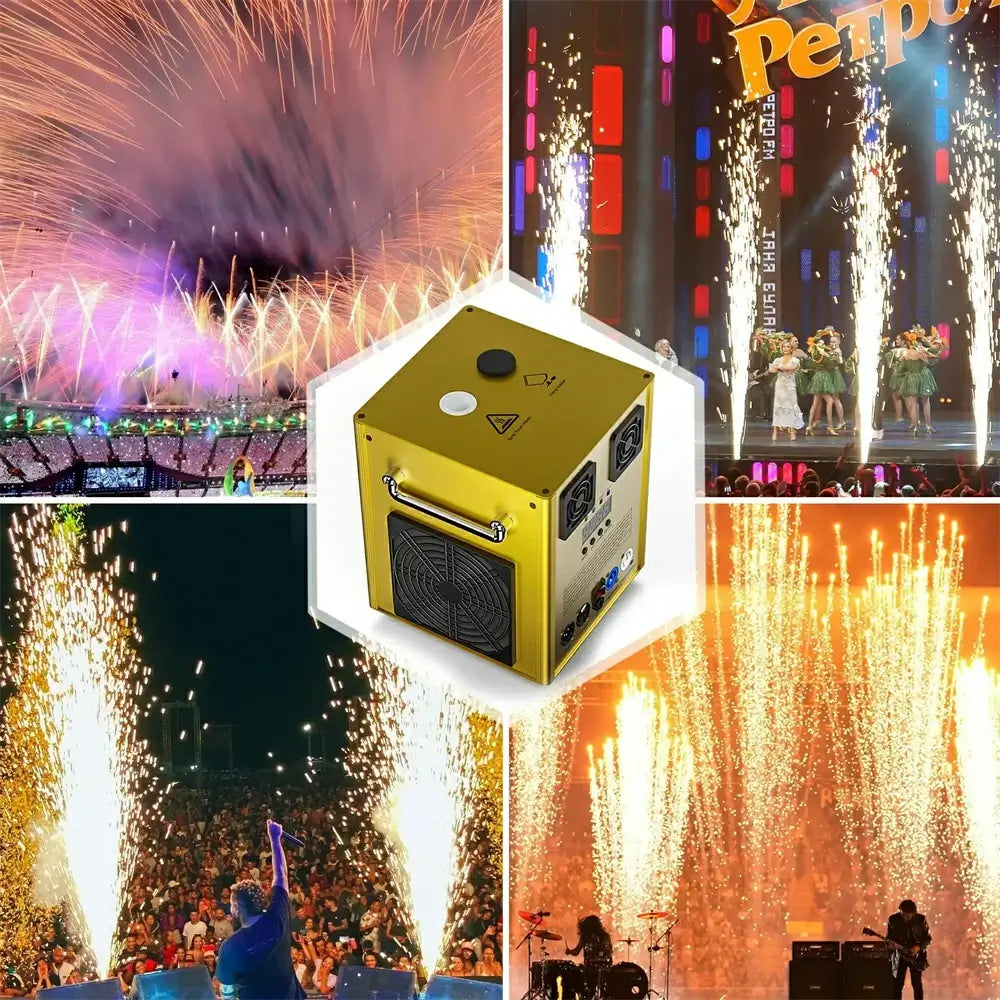(Gold)Cold Spark Machine Stage Equipment Special Effect Machine with Wireless Remote Control Smart DMX Control
