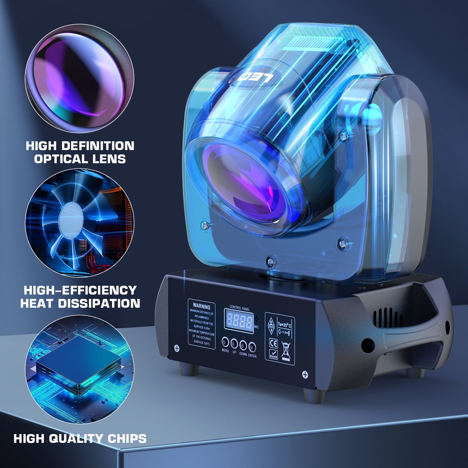 18 Prism LED Moving Head Light 120W DJ Lights Stage Lighting by DMX and Sound Activated Control Spotlight for Disco Party Wedding KTV Club Show,4pcs