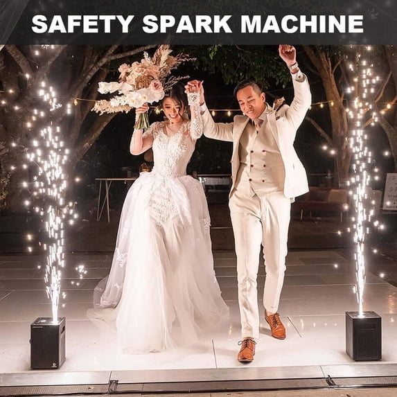 JAJALUYA 2Pack Cold Spark Machine DMX Firework Machine 3-16ft Adjustable for Wedding Stage Party DJ Disco, White
