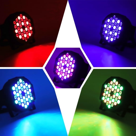 Wondnuga 12Pack 36-LED RGB DJ Par Lights with Remote - DMX/Sound Sync for DJ, Wedding, Party, Club & Stage Lighting
