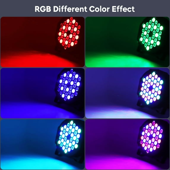 2-Pack Rechargeable Stage Lights 36 RGB LED DJ Par Lights - Sound Activation & Remote & DMX512 for Birthday Christmas Wedding