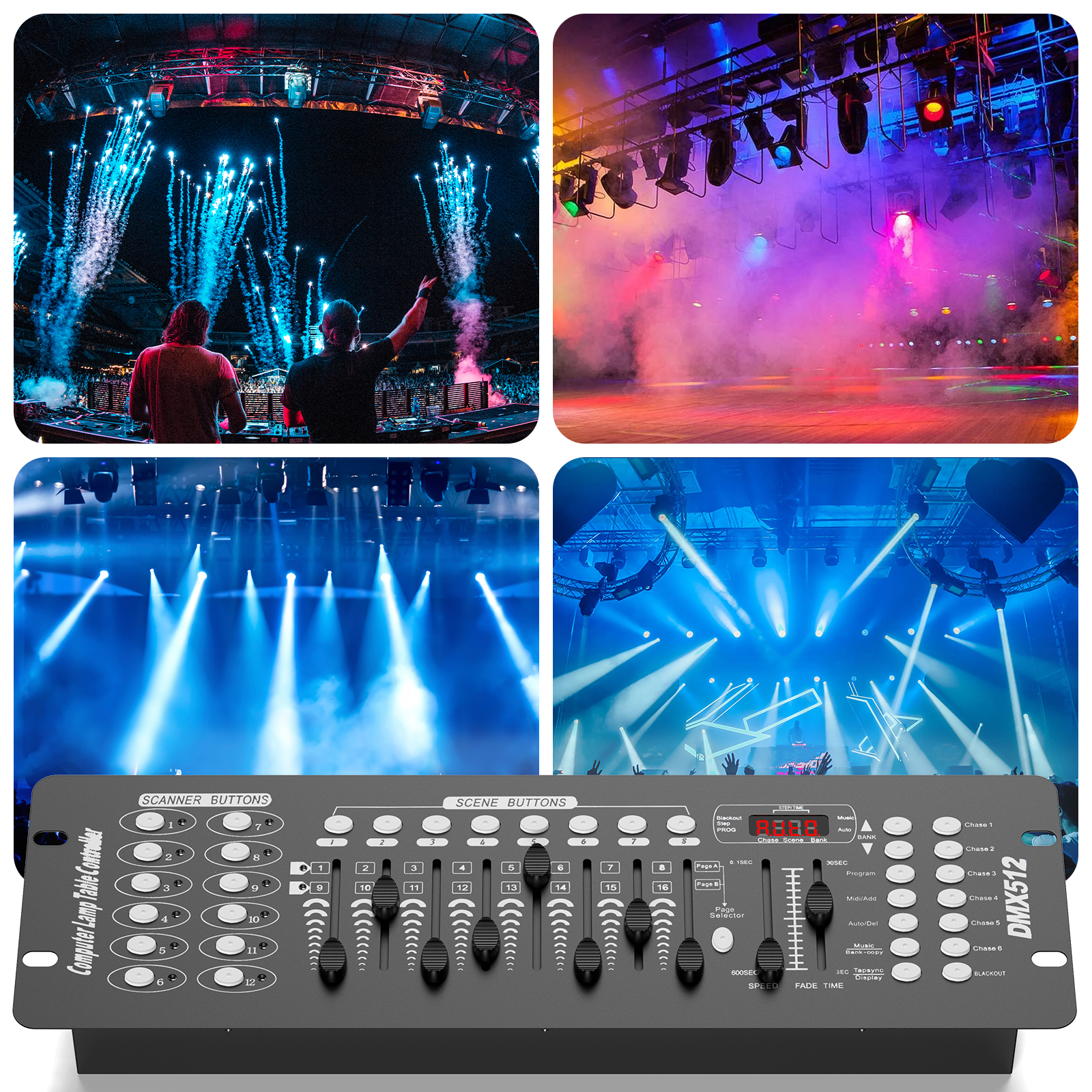 DMX Controller 192 Channel for DJ Lights and Moving Head Stage Lights, Black
