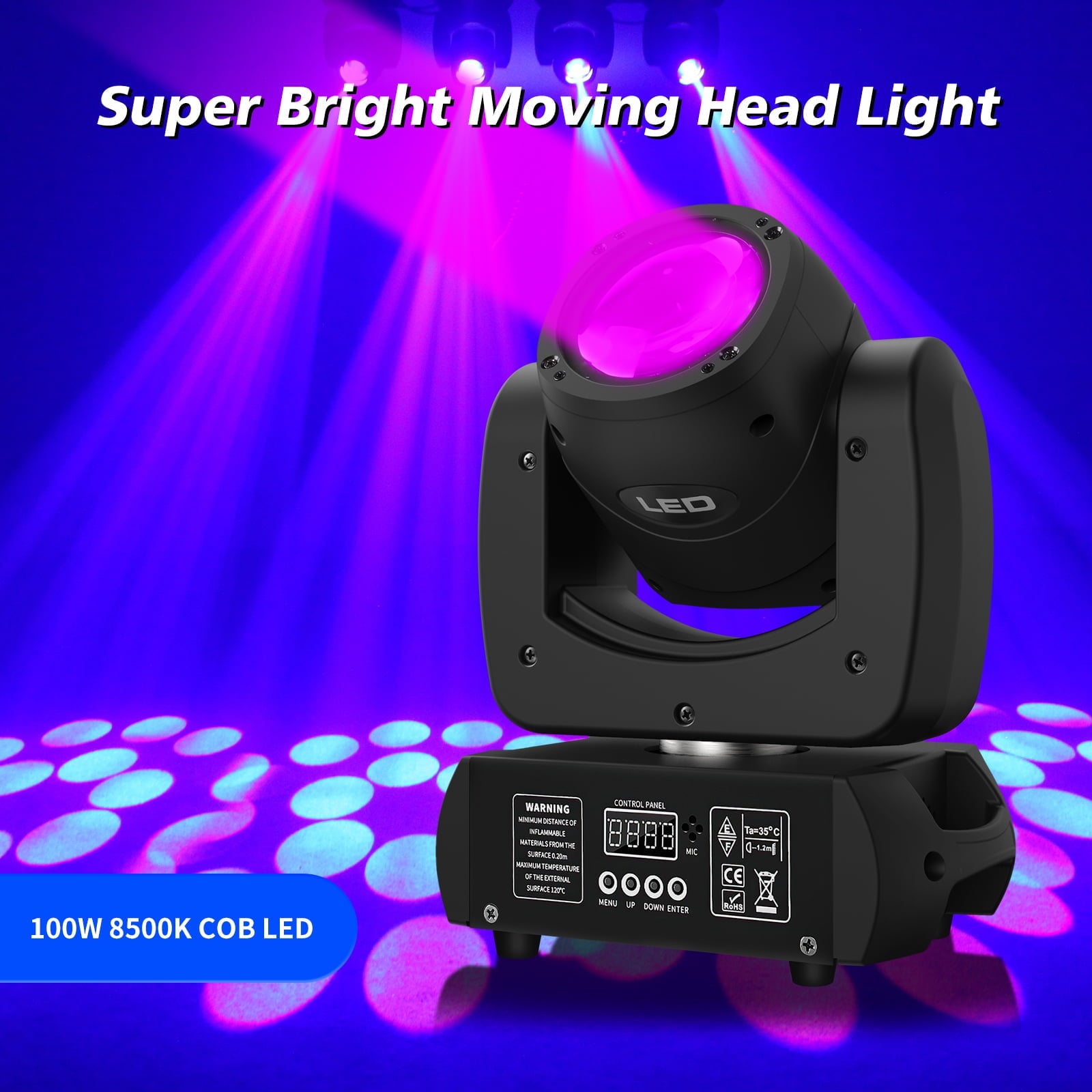 18 Prism LED Moving Head Light 120W DJ Lights Stage Lighting by DMX and Sound Activated Control Spotlight for Disco Party Wedding KTV Club Show,4pcs