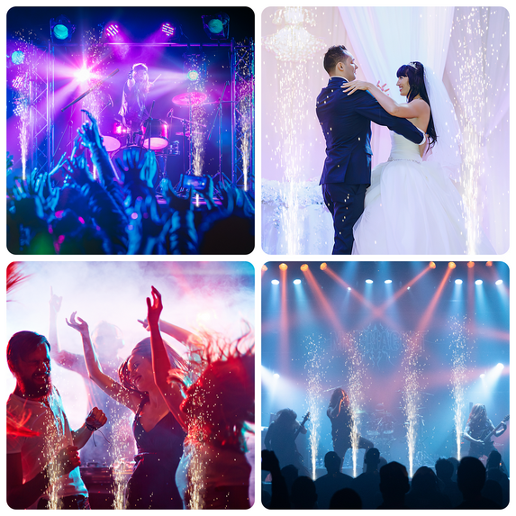 800W Cold Spark Machine Spray Electronic Flower Effect w/ Remote DMX512 for Wedding Musical (White)