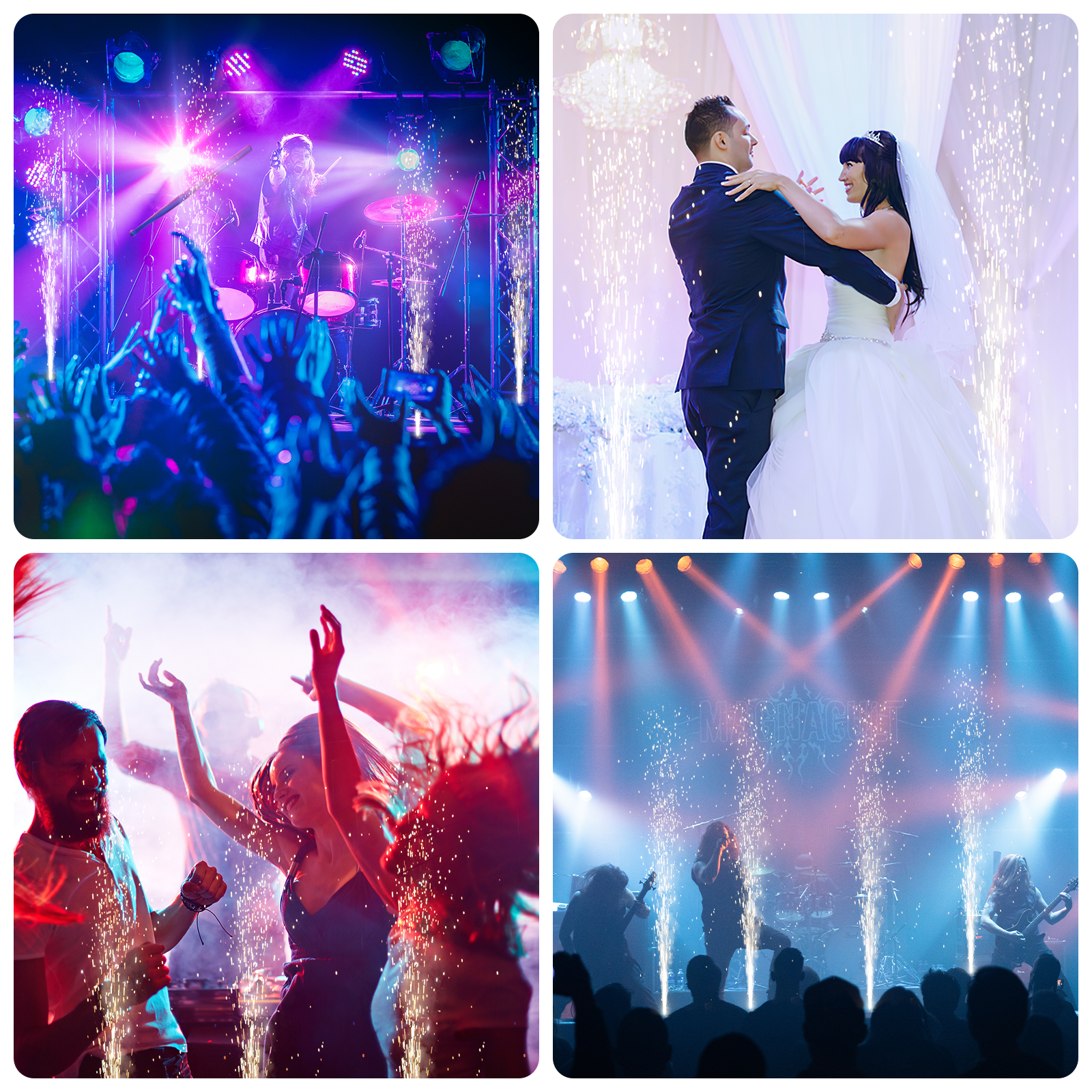 2Pack 800W Cold Spark Machine Spraying Electronic Flower Effect Machine w/ Remote Control DMX512 for Wedding Musical (White)