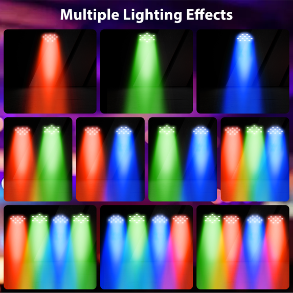Wondnuga 12Pack 36-LED RGB DJ Par Lights with Remote - DMX/Sound Sync for DJ, Wedding, Party, Club & Stage Lighting