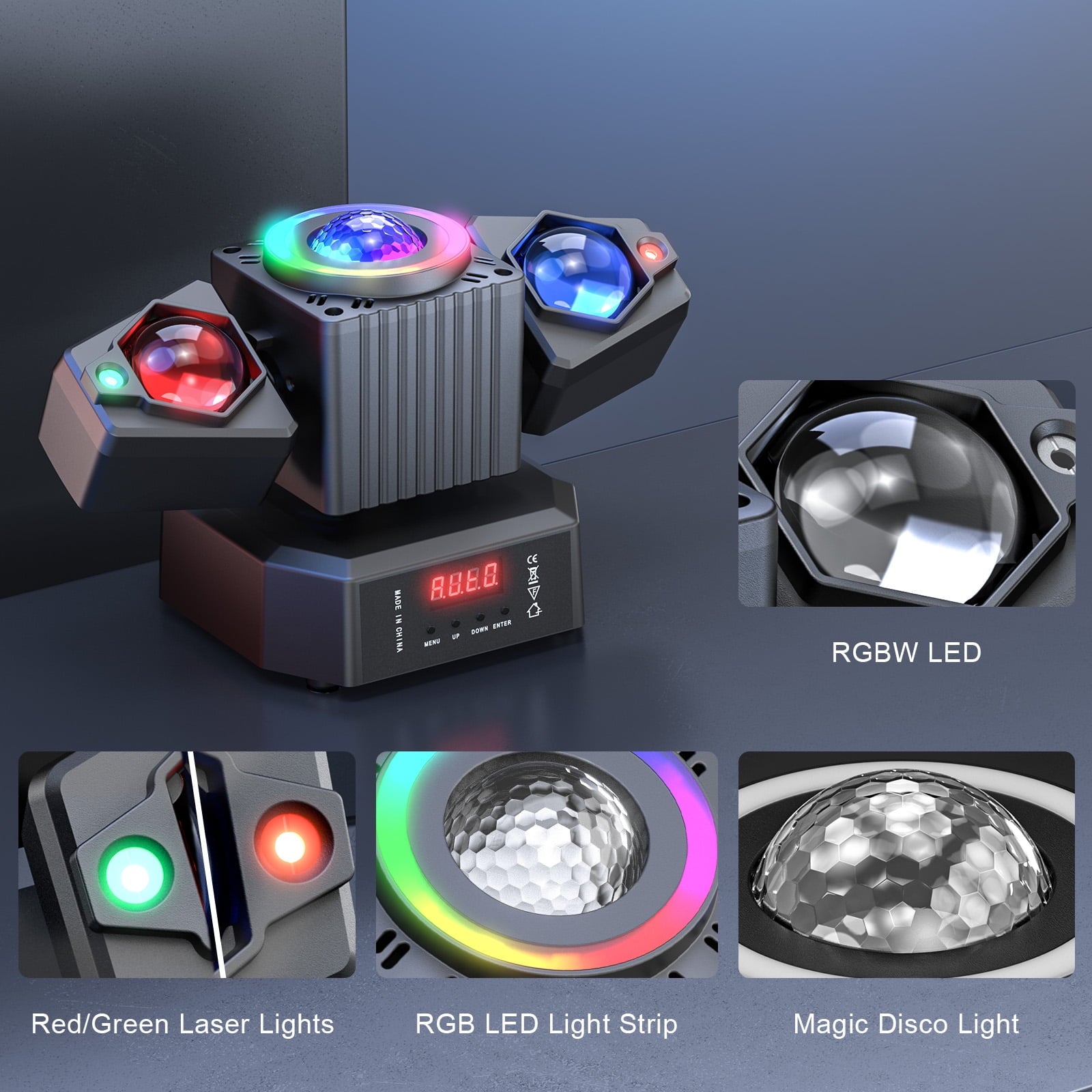 2-Arm Moving Head Light 105W RGBW LED Disco Stage Lighting Beam DMX for Party DJ