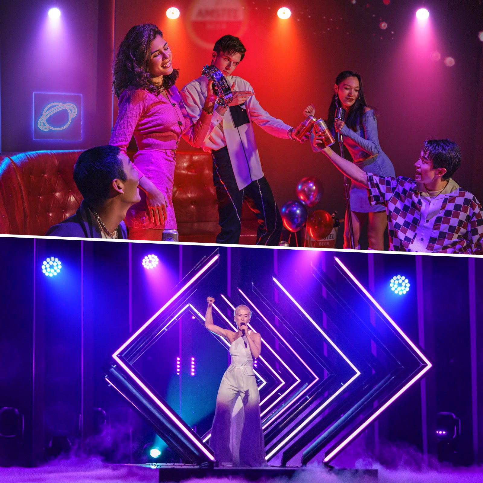 18 LEDs Par Light LED RGBW with Dynamic Light Strip Remote DMX Control for Party Club Wedding