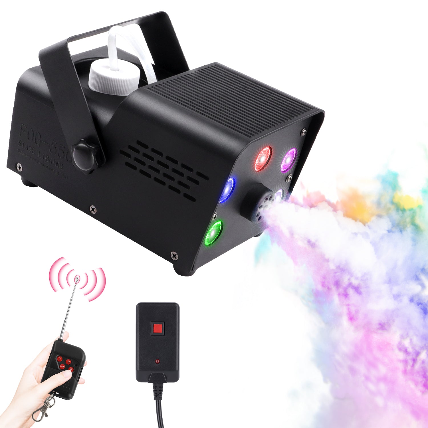 550W Fog Machine 3-in-one RGB Light Beads Smoke Machine Remote Control for Party Wedding