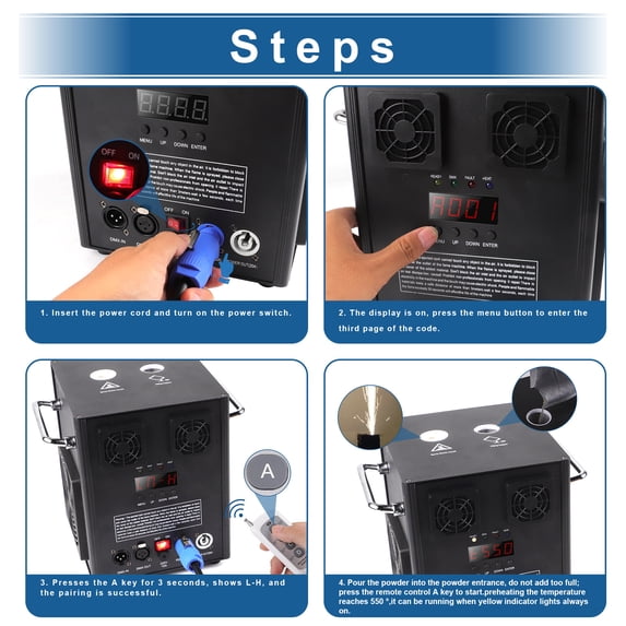JAJALUYA Cold Spark Machine 700W Smart DMX Control Stage Effect Firework Machine for Party Wedding Musical Show