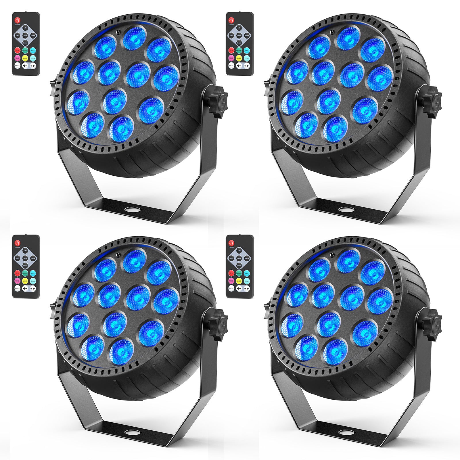 4Pack Rechargeable LED Par Can Lights, 50W RGB Wireless Uplighting, Battery Powered Stage Lights for DJ Wedding Party Events