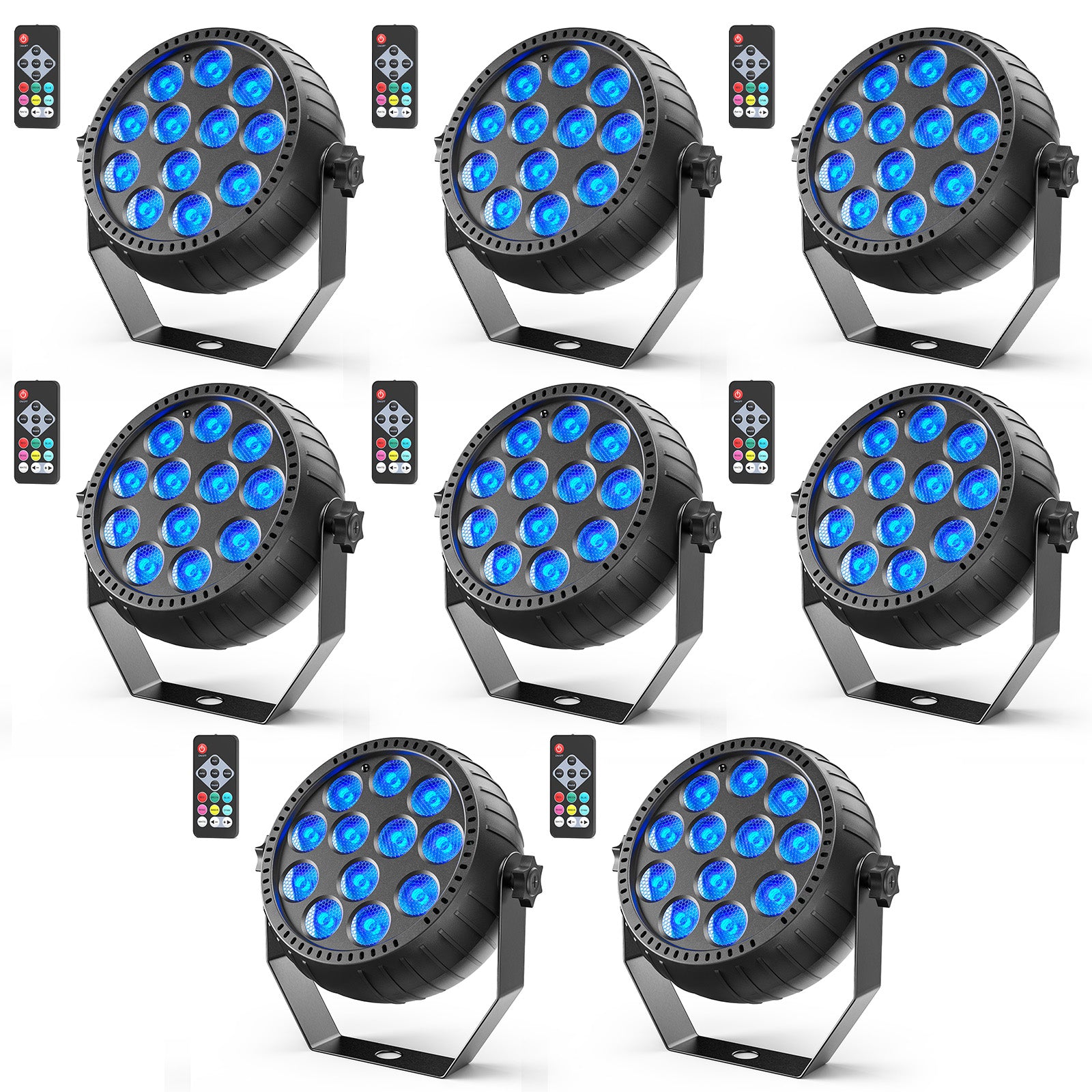 50W Rechargeable RGB LED Par Can Lights – Wireless Battery-Powered Uplights for DJ, Stage, Wedding & Party (8-Pack)