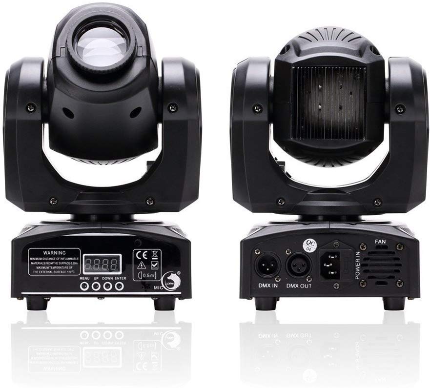 2Pack 24W Moving Head Spotlights – 8 Gobos, 8 Colors, 11CH DMX512 & Sound Control for Wedding, DJ, Stage Lighting