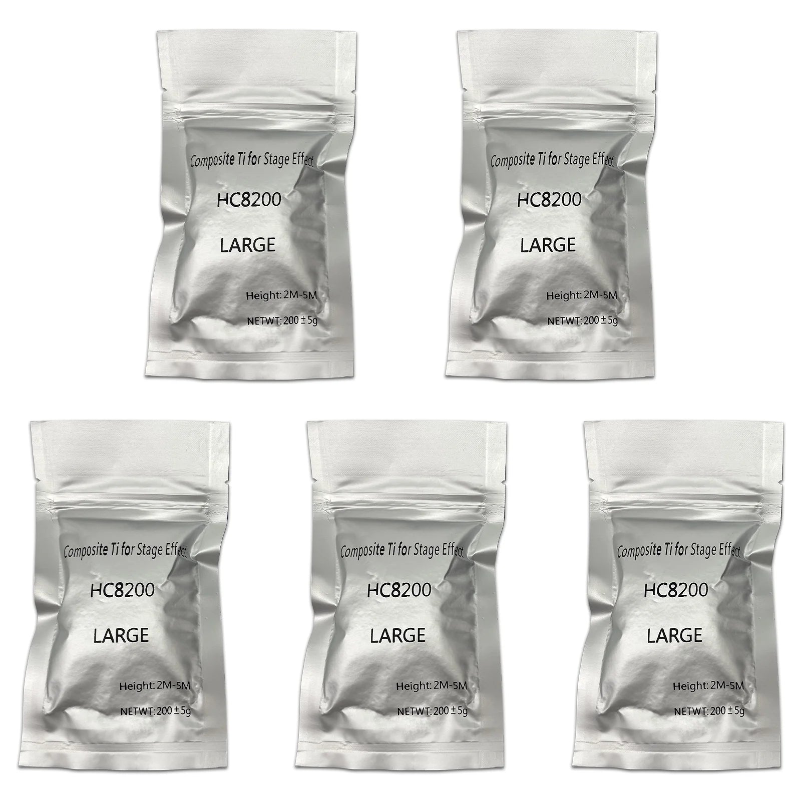 Small Fine Particles 2-3.5M Ti Powder for Cold Spark Firework Machine with Sealing Strip 200g/bag, 5Pack,White
