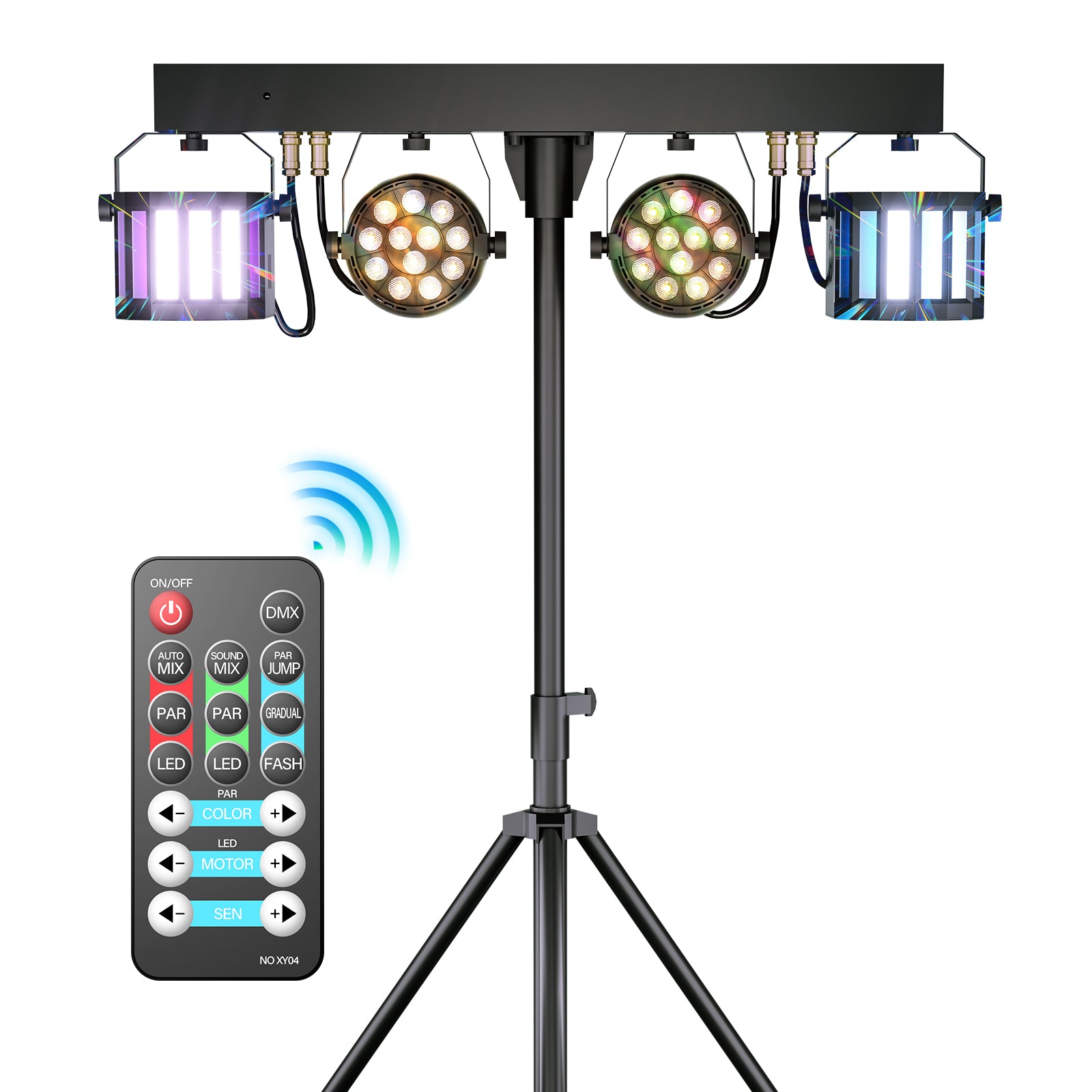 DJ Lights with Stand, 24PCS+8PCS RGBW Party Bar Light Set,Sound Activated LED Stage Lighting for Disco Wedding Halloween Christmas